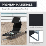 Outsunny Outdoor Lounge Chair, Adjustable Folding Chaise Lounge, Tanning Chair with Sun Shade for Beach, Camping, Hiking - Photo 7