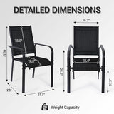 Patio Chairs Set of 8, Outdoor Dining Chairs High Back, All-Weather Padded Textilene Chair for Lawn Porch Garden - Photo 3