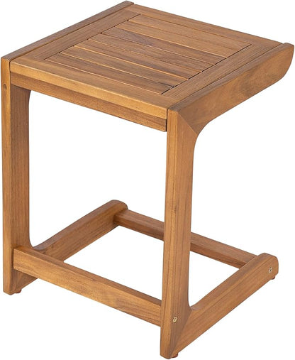 Christopher Knight Home Dessa Outdoor Side Table, Acacia Wood End Table, C Shape Small Coffee Table, Wooden Slat Panel Design, Lightweight Easy Move, Acacia Wood Frame Desk for Poolside Backyard, Teak