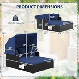 ORALNER Outdoor Daybed, 2-Person Wicker Patio Sofa with Retractable Canopy, Cushions & Pillows, 2 Side Trays - Photo 2