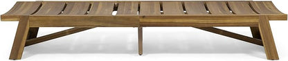 Great Deal Furniture Lillian Outdoor Wood and Iron Chaise Lounge, Teak and Yellow, (309813)
