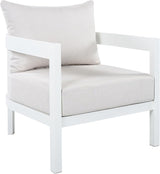 Merax 27.6" Outdoor Curved Patio Accent Chair with All-Weather Coushions, Aluminum Frame Single Lounge for Chair Porch - Photo 3