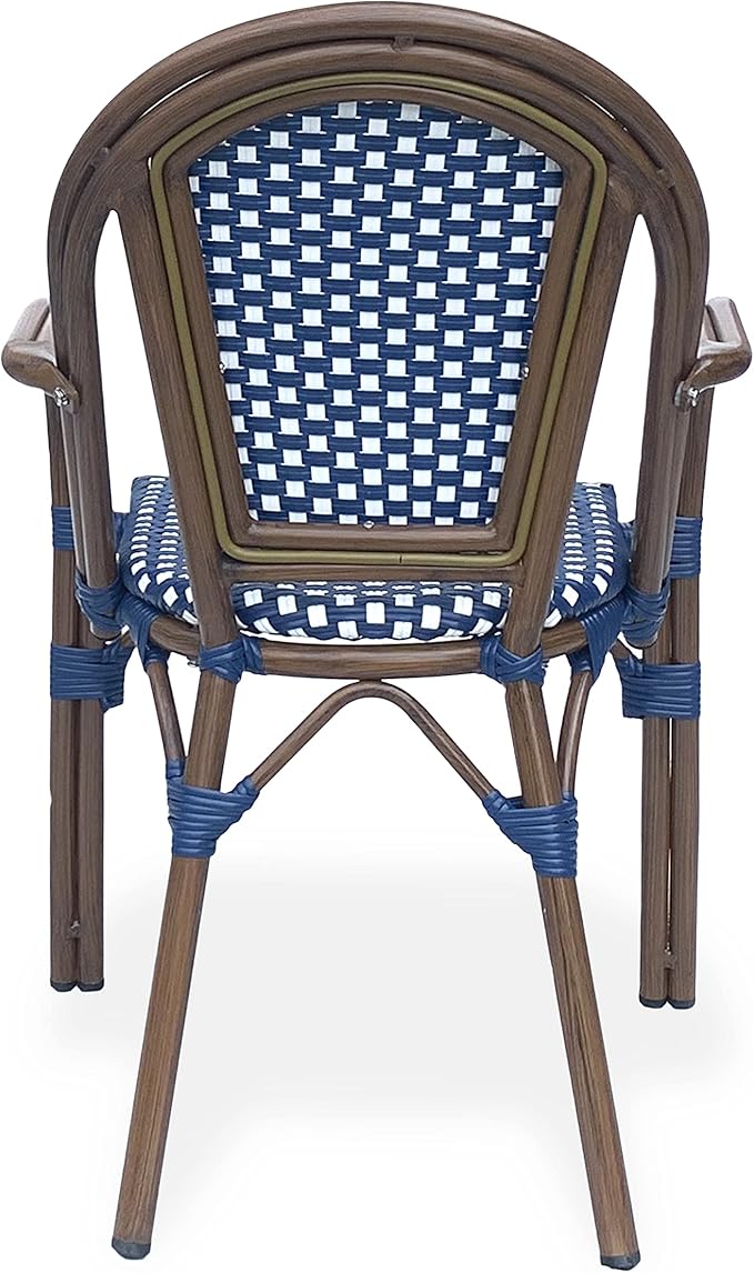 Christopher Knight Home Brianna Bistro Chairs, Navy Blue + White + Brown Wood - Photo 6