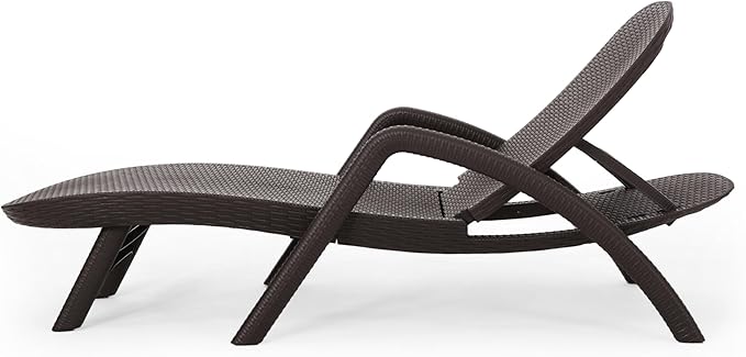 Christopher Knight Home Waverly Wicker Chaise Lounges Set of 2, Wicker Lounge Chair, Deep Seating Lounge Sofa, Beach Chair, Chaise Lounge with Armrest, Patio Lounge for Garden Pool Side, Dark Brown