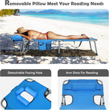 Goplus Tanning Chair, Folding Beach Lounge Chair with Face &Arm Hole, 5-Position Adjustable, Removable Pillow - Photo 4