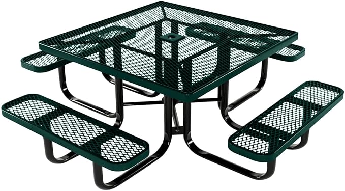 COATEDOUTDOORFURNITURE Heavy-Duty Portable Outdoor Kids Table with Umbrella Hole, Expanded Metal Kids Picnic Table - Photo 1