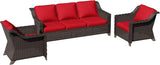 3 Pieces Patio Conversation Furniture Set - 1 Sofa, 2 Armchairs - Photo 5