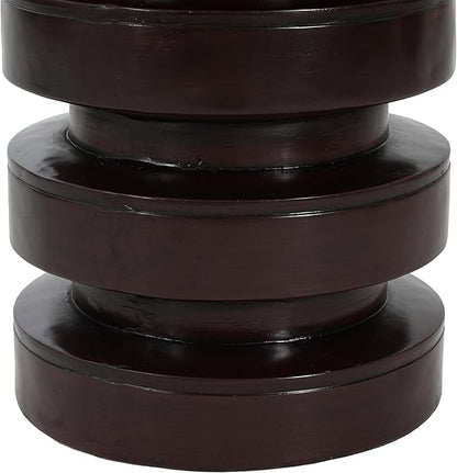 Christopher Knight Home Jeru Lightweight Concrete Round Coffee Table, Indoor and Outdoor Side Table for Living Room, MGO Small Side Table, 3-Tier Design, No Assembly Needed, Brown