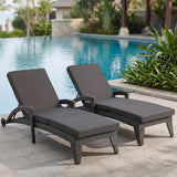 Patio Chaise Lounge Set of 2, Wicker Lounge Chairs Outdoor with Wheels, Heavy Duty Lounger Chair Outdoor - Photo 1