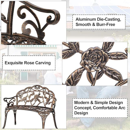TTY Store Patio Garden Bench Park Bench Loveseats for Outdoor Porch, Patio, Lawn, Balcony, Backyard and Indoor Metal Material Bench