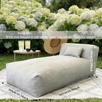 Outdoor Bean Bag Lounger Chair Poolside Lounge Without Filling Bean Bag Cover Pouf Cover Water-Resistant Patio Chaise and Pool Sun Lounger(16-Dark Grey,S-125cm-empty Cover)