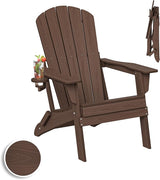 Plawdlik Folding Adirondack Chair, SGS Tested, Wooden Textured with Cup Holder - Photo 1