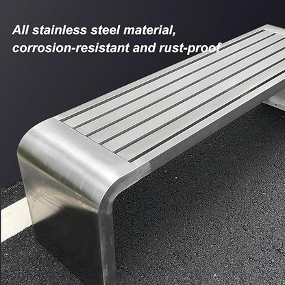Metal Garden Bench, Outdoor Benches Weatherproof, Stainless Steel Frame, Patio Bench with Mounting Screws, Arc Corner Design(120x40x45cm (47x16x18in))