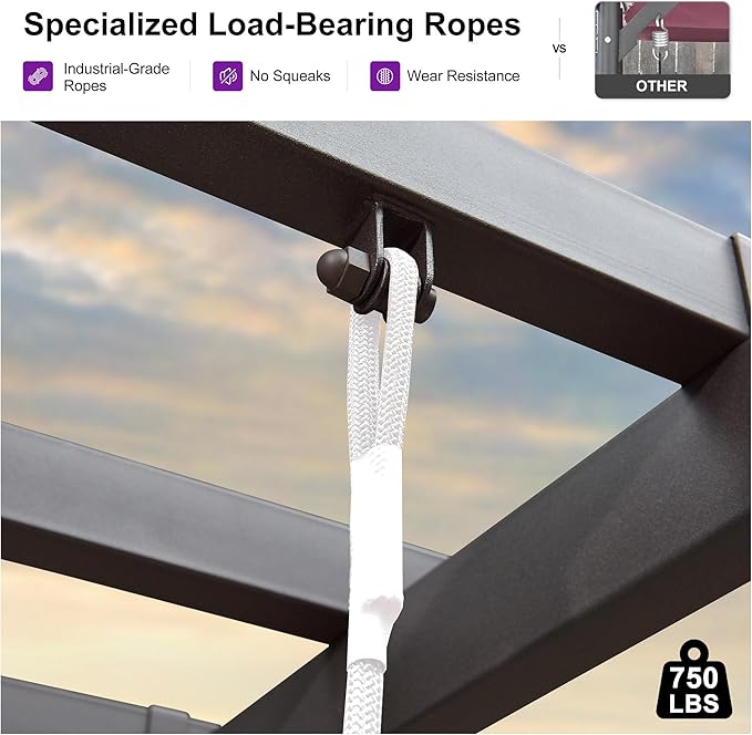PURPLE LEAF 3-Seat Porch Swing Outdoor Metal Pergola Swing Bed Hanging Cloud Swing Chair with Stand for Backyard Garden - Photo 4