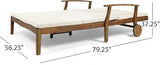 Great Deal Furniture Samantha Double Chaise Lounge for Yard and Patio, Acacia Wood Frame - Photo 9