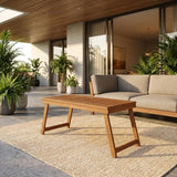 Brown Hardwood Folding Coffee Table, Outdoor Bistro Space, Compact, Durable, Stylish Patio Furniture, Versatile - Photo 2