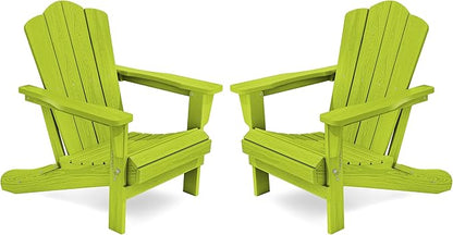 KINGYES Folding Adirondack Chair Set of 2, HDPE All-Weather Folding Adirondack Chair, Apple
