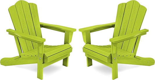 KINGYES Folding Adirondack Chair Set of 2, HDPE All-Weather Folding Adirondack Chair, Apple