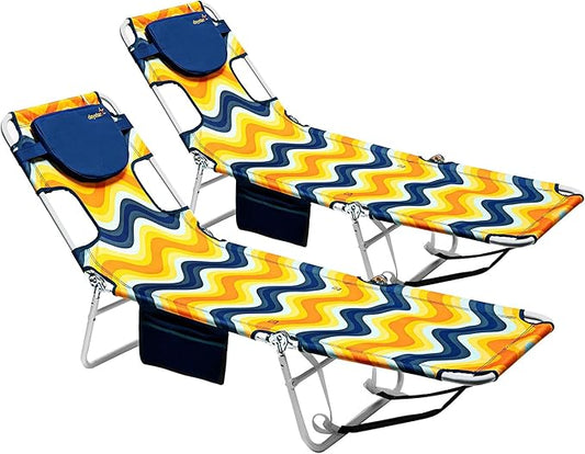 daystar SunnyFeel Beach Lounge Chair, Backpack Reclining Beach Chairs Lay Flat, Face Down Tanning Chair, Folding Camping Chairs Portable Camp Cot with Backpack Straps for Outdoor/Picnic/Lawn