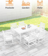 HDPE Patio Dining Set, 5-Piece Outdoor Table and Chairs with Umbrella Hole, Modern Outdoor Dining Set for 4 - Photo 7