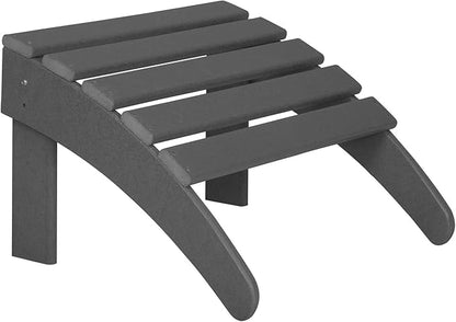 WestinTrends Malibu Outdoor Lounge Chairs Set, 5-Pieces Adirondack Chair Set of 2 with Ottoman and Side Table, All Weather Poly Lumber Patio Lawn Folding Chair for Outside, Gray