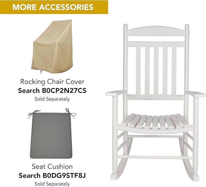 Shine Company Set of 2 Maine Wood Rocking Chairs, 2-Pack, White