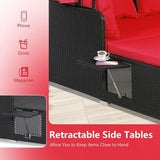 ORALNER Outdoor Daybed, 2-Person Wicker Patio Sofa with Retractable Canopy, Cushions & Pillows, 2 Side Trays - Photo 6