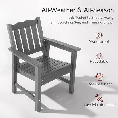 Stoog 3 Piece Patio Dining Sets, All-Weather Outdoor Chairs Set of 2 with Table, Include 2 Patio Chairs and 1 Side Table, Grey