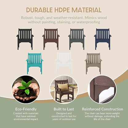 WestinTrends Malibu Outdoor Patio HDPE Adirondack Dining Arm Chair, Dark Brown