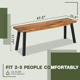 Solid Wood Bench - Minimalist Design, Acacia Wood Construction, Natural top-Black Leg Color, Versatile for Entryway - Photo 3