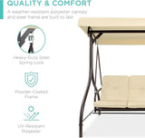 Best Choice Products 3-Seat Outdoor Large Converting Canopy Swing Glider, Patio Hammock Lounge Chair for Porch - Photo 3