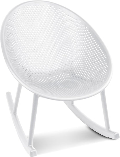 2xhome Patio Rocking Chair | Oval Egg Shaped Lounge Rocker | All Weather Plastic | Modern Accent Side Chair for Indoor or Outdoor Use, White, Single, Set of 1