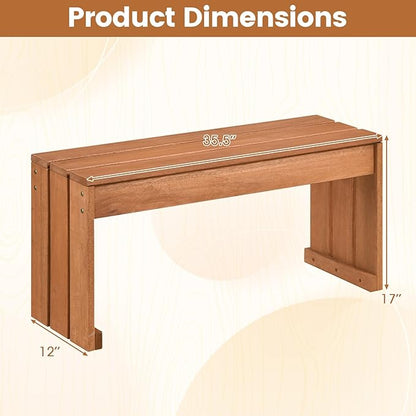 Tangkula Wood Outdoor Garden Bench Set of 2, 2-Person Patio Backless Bench with Solid Wooden Frame, Wooden Plant Stand with 440 LBS Weight Capacity, Outside Bench for Backyard, Porch, Entryway, Park