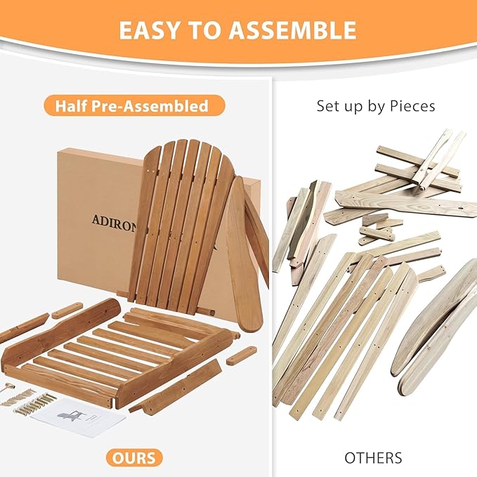 Wooden Folding Adirondack Chair Set of 6 - Photo 7