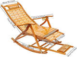 Folding Bamboo Rocking Chair, Adjustable Back Patio Reclining Chair with Headrest Pillow - Photo 3