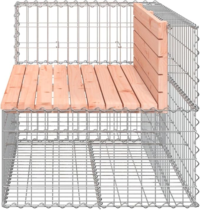 Solid Douglas Fir Wood Garden Bench with Gabion Design, 2-Person Seating for Outdoor Patio and Balcony, Durable Rustic Style Furniture