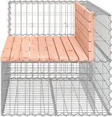 Solid Douglas Wood Garden Bench Outdoor Furniture Brown Rectangular 48.0 x 28.0 x 25.8 Inch with Unique Gabion Design - Photo 5