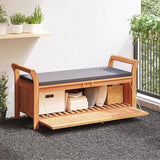 Garden Storage Bench Wood with Dark Grey Cushion - Photo 1