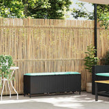 Garden Bench Deck Bench Patio Bench with Cushion Black 43.3"x11.8"x15.9" Poly Rattan - Photo 2
