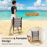 GYMAX Lawn Chair Folding, Webbed Beach Lounge Chairs Set with Highback - Photo 6