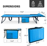 Patio Lounge Chair Folding Chaise Bed - Heavy-Duty 400lb Capacity Portable Adjustable Recliner w/Pillow for Pool - Photo 2