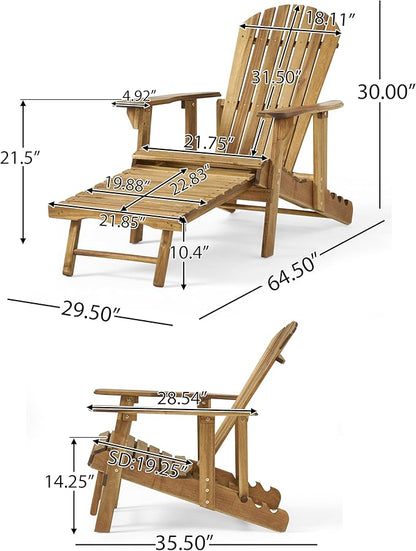 Christopher Knight Home Hayle Outdoor Acacia Wood Reclining Adirondack Chair with Footrest (Set of 2)