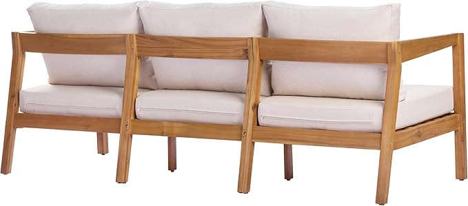 Merax 5 Piece Acacia Wood Patio Furniture Set, 3-Seater Sofa - Photo 7