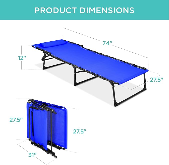 Best Choice Products Patio Chaise Lounge Chair, Portable Outdoor Folding Recliner for Lawn, w/ 8 Positions, Handles - Photo 7