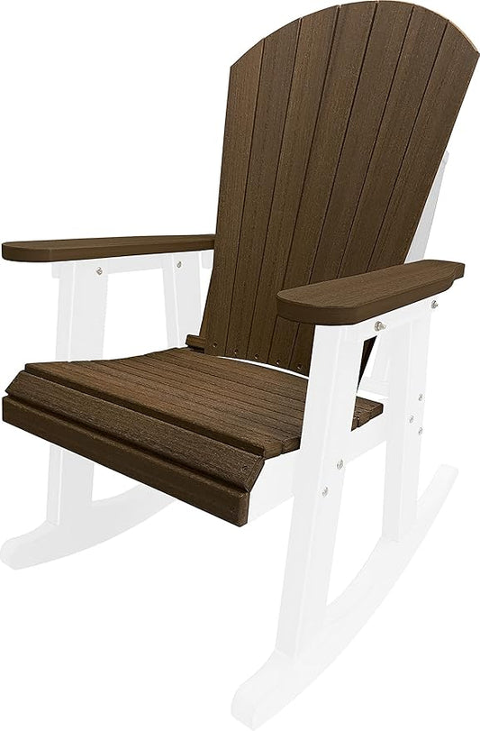 DuraWeather Poly® Adirondack Porch Rocker (Brazilian Walnut (Wood Grain) on White)