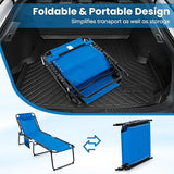 GYMAX Lounge Chairs for Outside, Extra High Folding Beach Tanning Lounger with Adjustable Backrest - Photo 5