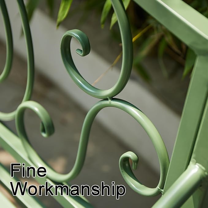 Bench Outdoor Patio Bench Garden Metal Bench with Backrest and Armrests Porch Bench for Yard Porch Balcony Poolside