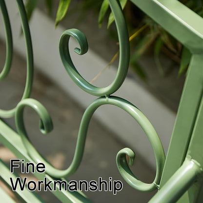 Bench Outdoor Patio Bench Garden Metal Bench with Backrest and Armrests Porch Bench for Yard Porch Balcony Poolside
