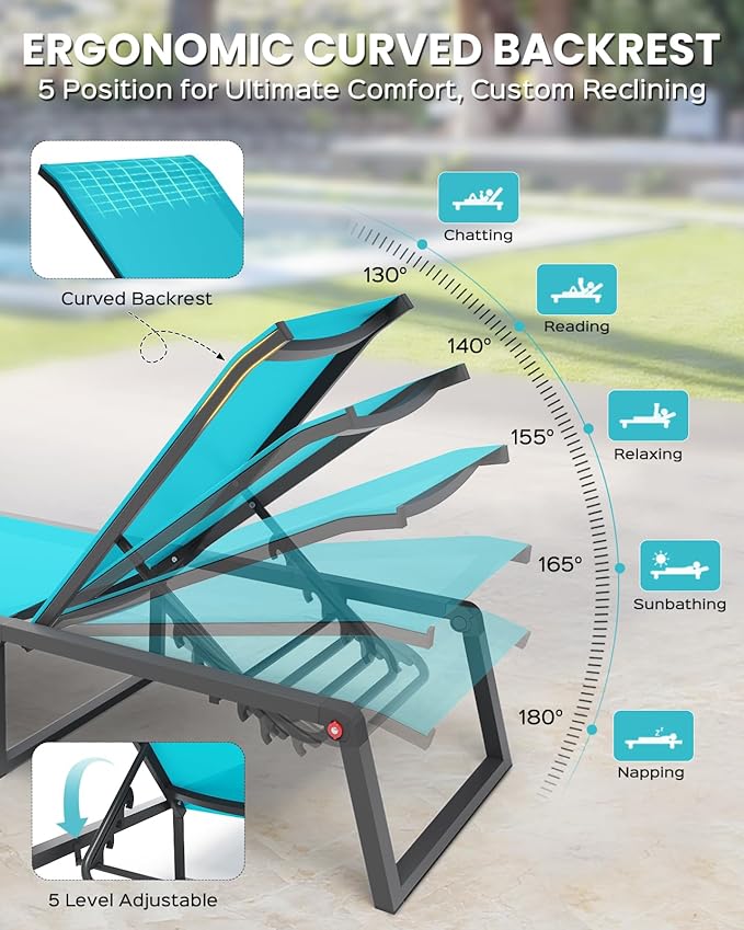Aluminum Chaise Lounge Chair Outdoor - Photo 4