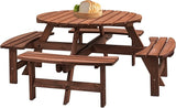 Wooden Picnic Table,Outdoor Wooden Dining Rectangle Table w/Umbrella Hole,for Patio,Garden,Backyard - Photo 8